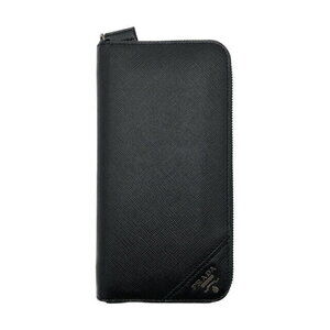Prada Round Long Wallet Saffiano Leather Black